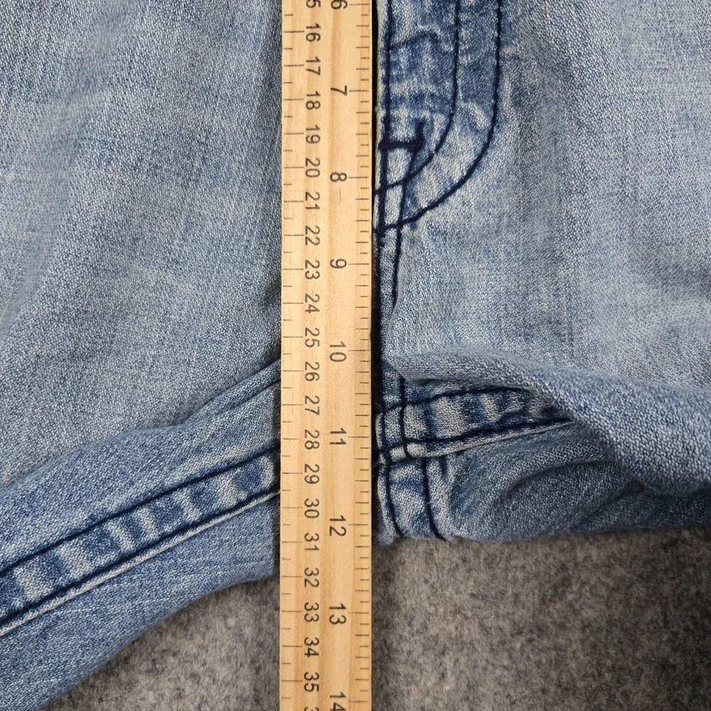 True Religion Jeans Mens 38 Blue Rainbow‎ Bobby Straight Leg Denim Thick Stitch